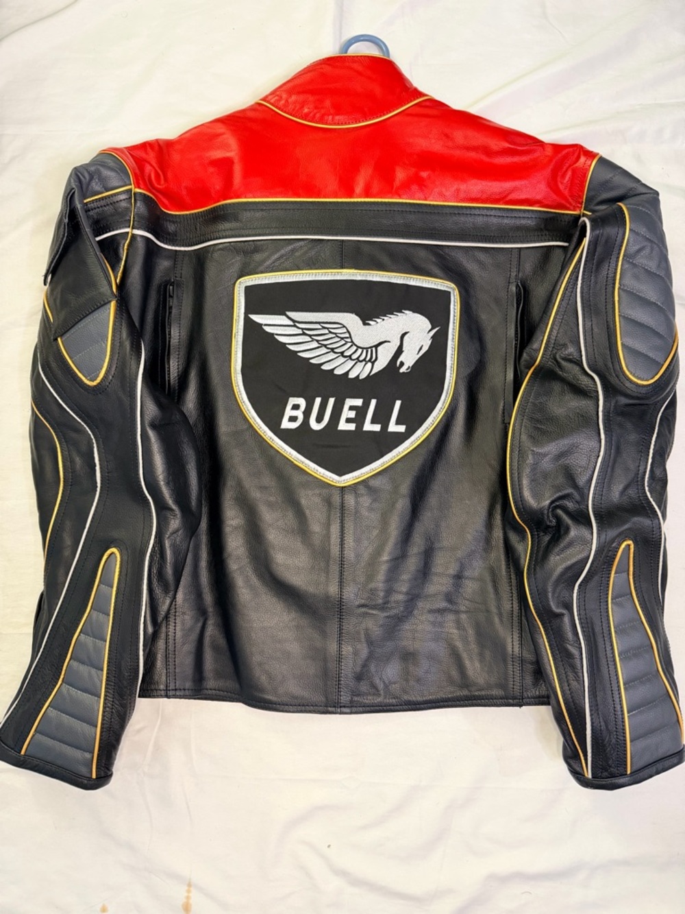Buell Leather Motorcycle Racing Jacket Red Black Armored Mens M